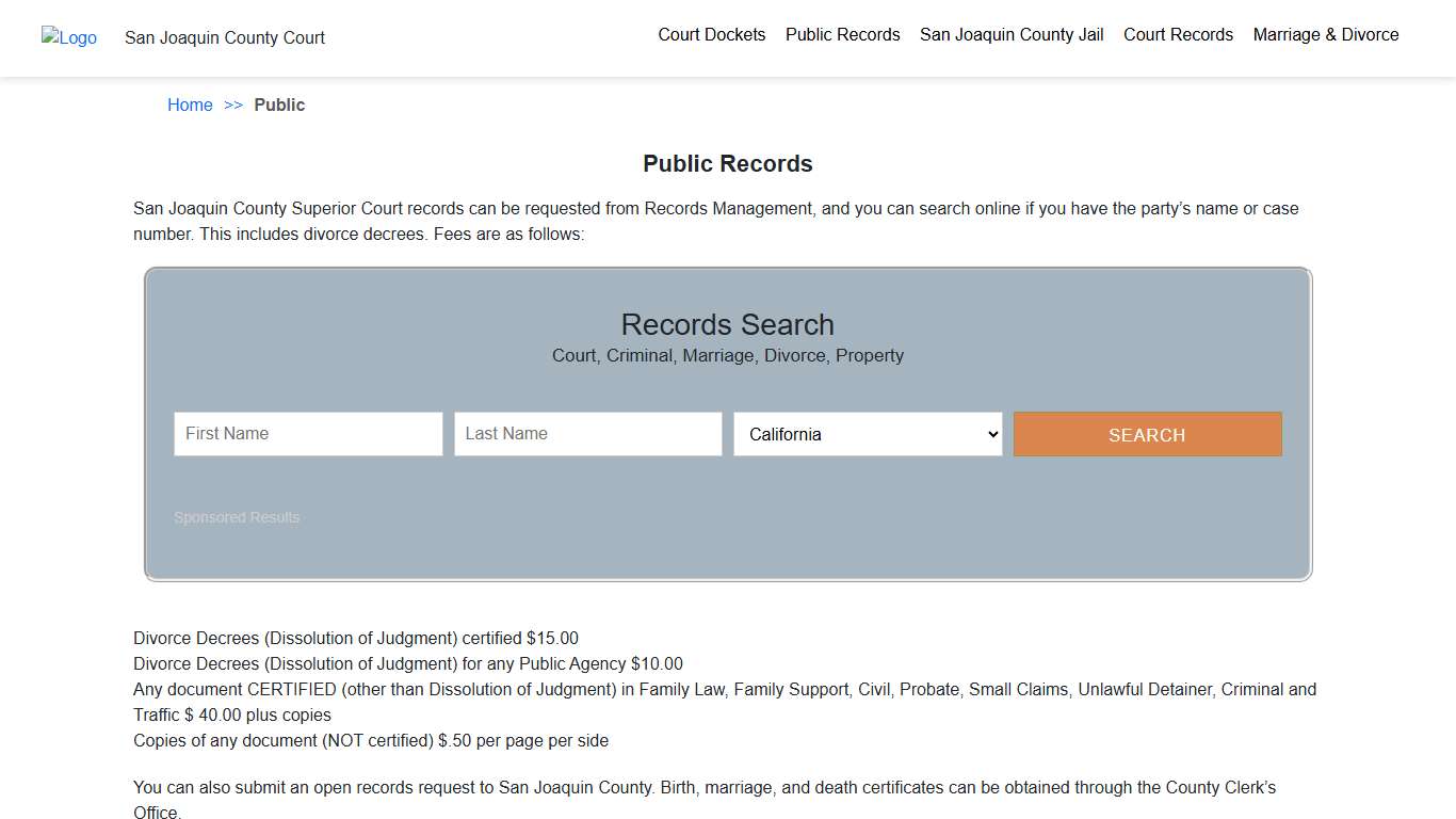 Public Records | San Joaquin County Court