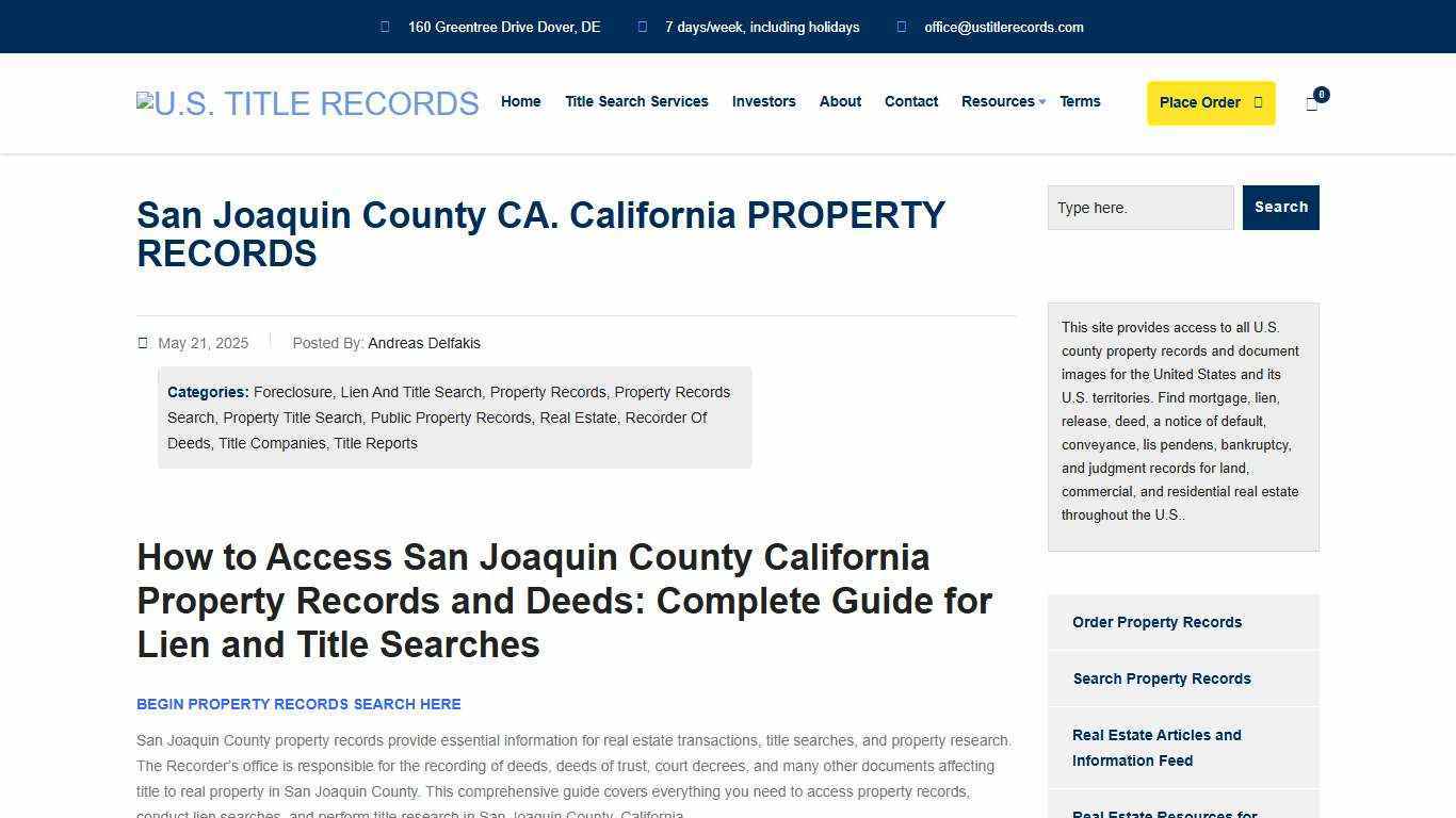 San Joaquin County California Property Records Guide