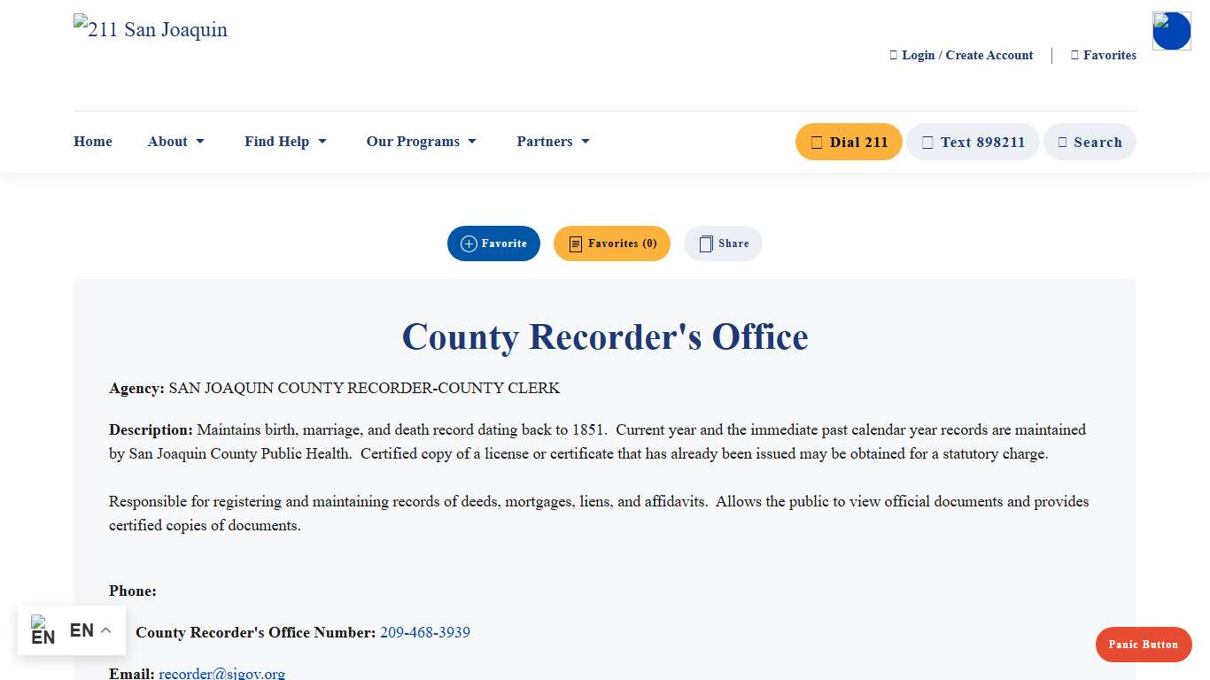 County Recorder's Office - 211 San Joaquin | Get Connected. Get Help.