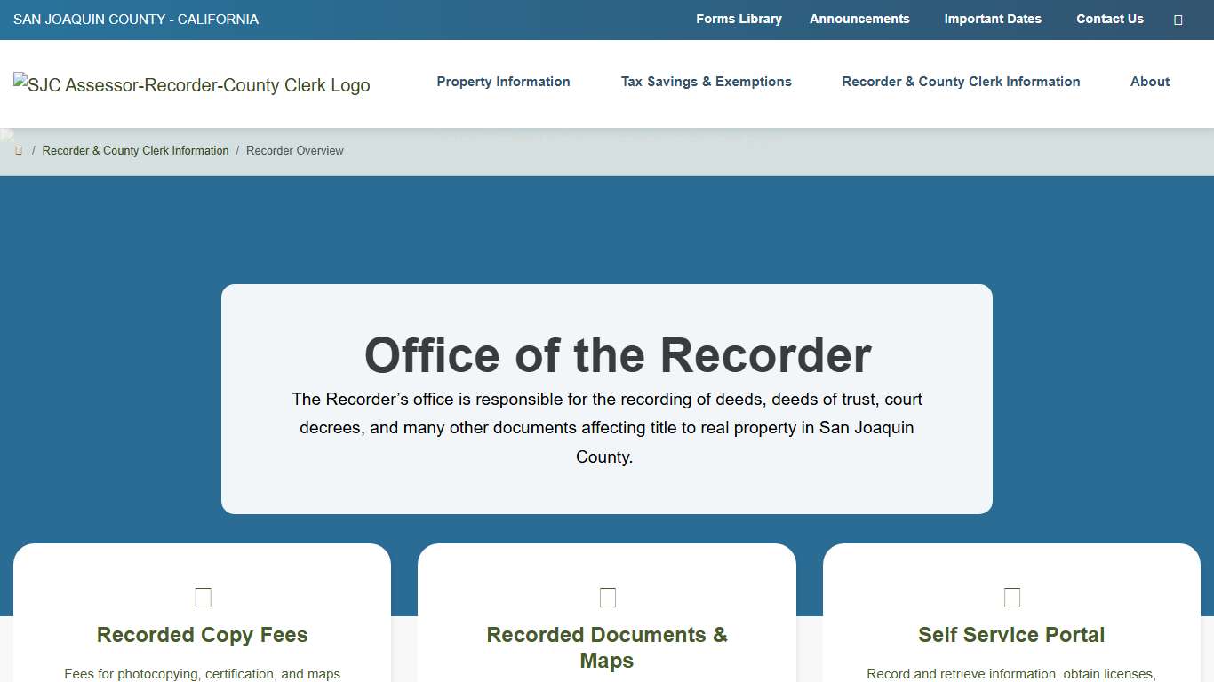 Office of the Recorder | San Joaquin County Assessor-Recorder County Clerk