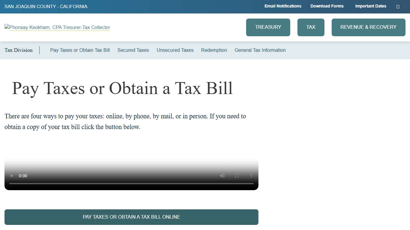 Pay Taxes or Obtain Tax Bill